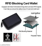 Leather bi-fold wallet, 5 compartments, textured pattern, RFID protected, black, fits all needs