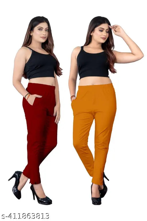Stretchable cotton pants, stylish latest design for women in various sizes (S-5XL), India origin