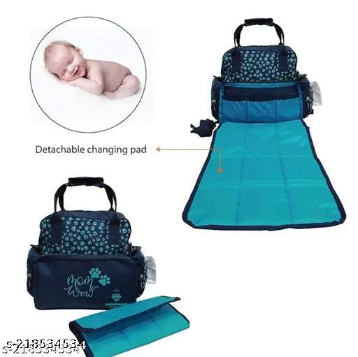 Blue elephant printed baby diaper bag, water-resistant polyester maternity backpack with multipurpose pockets, easy access front pocket, side pocket for multiple use, detachable changing pad, suitable for on-the-go organization. Perfect for newborn baby gift or naming ceremony