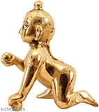 3inch Ashtadhatu brass Krishna statue for pooja, intricately crafted Laddu Gopal idol
