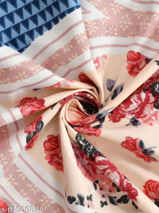 Belvostum Homes pink floral printed cotton double bedsheet set with pillow covers, high thread count 280 TC from India