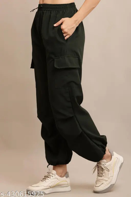 Solid lycra cargo pants for women - Indian export of stylish activewear