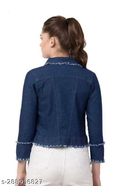 Solid denim three-quarter sleeve jackets for women, new stylish Danim cut, made in India