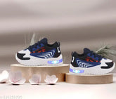 Led Shoes T202RED: EVA lightweight outdoor shoes for kids, printed net design, flexible and non-skid sole, ideal for parties, dance, sports, festivals. Perfect gift for birthdays, holidays. Suitable for all seasons. Made in India