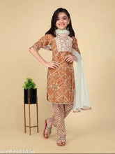 Printed cotton embroidery kurta set for girls with A-line harem pants & net dupatta, trendy design, latest fashion