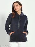 Grey Corduroy unisex kangaroo pocket hoodie with drawstring, velvet sleeves, solid design from India