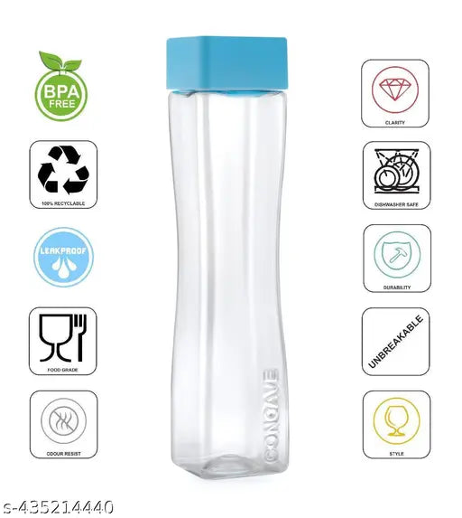 Multicolor Radhe plastic water bottles for kitchen, gym, school, office (pack of 6). Leak-proof, hygienic, and freezer safe square bottles with crystal clarity