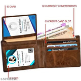 Faux leather wallet, solid brown, dual compartment, free size for everyday use