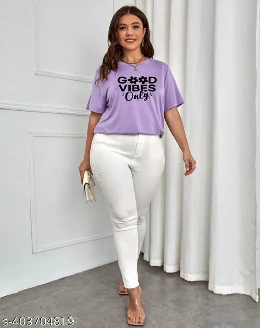 Vipra-Women lightweight polyester printed casual wear t-shirt in various sizes