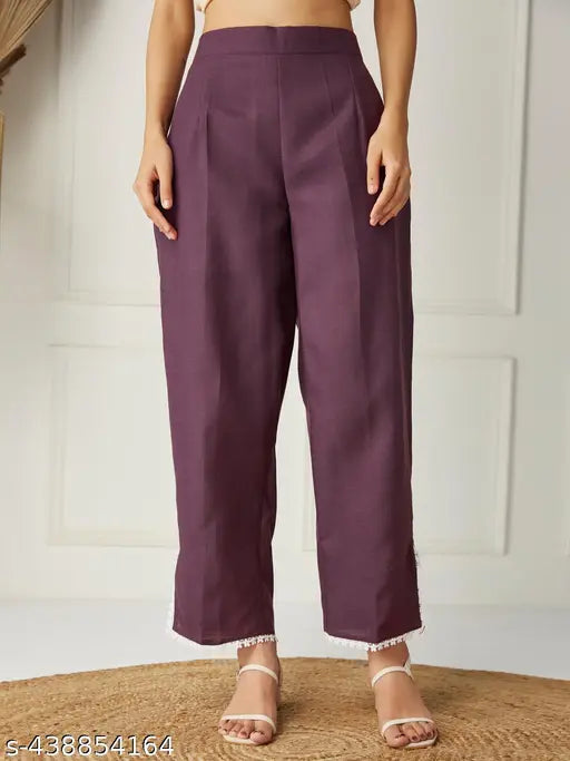 Women's Poly Cotton Lace CoOrd Set - 3/4 sleeves, intricate lace detailing, soft and comfortable poly-cotton blend for casual outings or relaxed gatherings