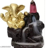Blue Buddha & Antique Ganesha Resin Showpiece Combo (2 pcs), Indian artistry for home decor. Poly resin, antique finish, 5"x3"x10