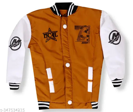 Stylish PU printed net full sleeve winter jacket for kids (3-6 years), India origin