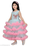 Pink net frock gown dress, embellished, sleeveless for girls (2-3 years - 9-10 years), India origin