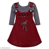 Silver cotton striped long-sleeve baby girls frock dress (csl275mrn), spruce wardrobe with elegance for 1-2 years