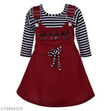 Silver cotton striped long-sleeve baby girls frock dress (csl275mrn), spruce wardrobe with elegance for 1-2 years