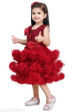 Maroon net sleeveless dress for 2-3 year old girls, self-design from India
