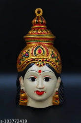 Brass-toned Varalakshmi Skin color God Idol for Pooja, Indian handcrafted idol on display shelf