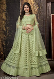 Banarasi lehenga set, free size embroidered designer lehenga with unstitched blouse and dupatta, net fabric