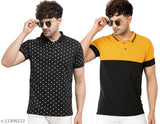 Trendy cottonblend men's polo t-shirt, colorblocked half sleeve with short sleeves