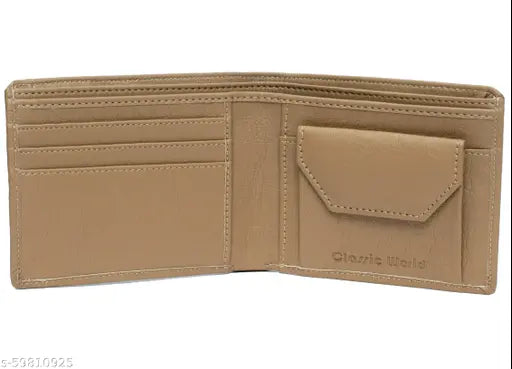 Stylish faux leather wallet, classic design for men and women, compact size with 2 compartments, trending new designer from India