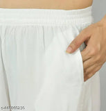 White cotton lace border palazzo pants for women, elegant bottom wear with comfortable fit and wide-leg design