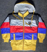 Colorblocked nylon boys jacket, official club wear with long sleeves, size 18-12 years, party look, India origin