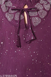 Purple & white cotton blend kids pyjamas for baby girls, embellished with short sleeves and above knee length