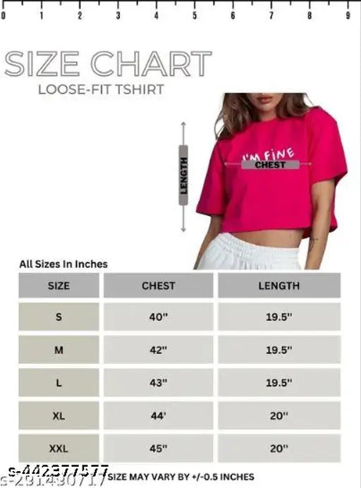 New I M FINE print pink cotton crop top t-shirt, loose fit and cool graphics for street style