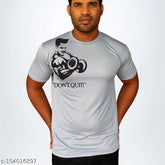 Yellow, breathable polyester workout t-shirt for men's fitness goals. Perfect for gym sessions, lightweight & moisture-wicking." (105 characters)