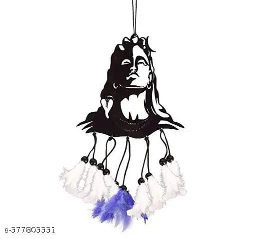 Black, blue, and white DK Zone Mahadev art piece for car, office, school, home, kitchen - Indian spiritual automobile showpiece for Mahadev enthusiasts and car lovers