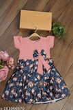 Satin net, cartoon & letter graphic flounce sleeve dress for toddlers, India-made