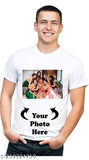 Customized striped polyester T-shirt with short sleeves, personalized name on front, made in India