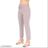 Cotton blend, ankle-length trousers combo for women & girls, solid color, elastic waistband, suitable for all weather styles