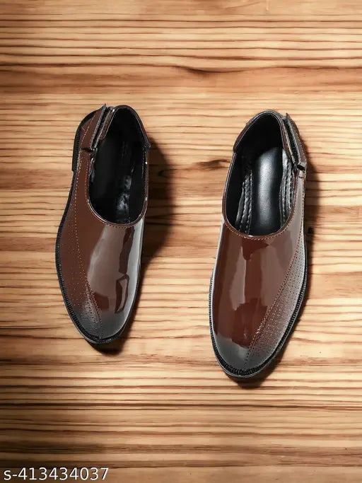 Trendy patent leather Peshawari party wear sandals for boys (solid pattern), lightweight and slip-on style, ideal for various sizes from 3.5-4 years to 7 years