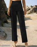 Cotton blend solid net trousers for stylish, glamorous women, available in sizes 24-32 (India)