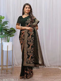 Fashionable Georgette saree with Zari work and running dupion silk blouse, vibrant Indian embroidery on 5.5m saree