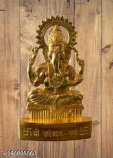Brass Ganesh Ji idol, 11cm high, traditional Indian home decoration