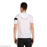 Cotton blend Saltlake Mens Half Sleeve Hoodies, top quality party and casual wear. Printed design on short sleeves t-shirt