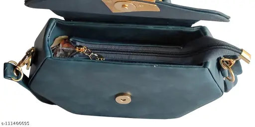 Blue synthetic slingbag/crossbody bag with one hand handle and shoulder straps. Lightweight, easy-to-carry design for women, ideal for everyday use or as a side purse." (89 characters)