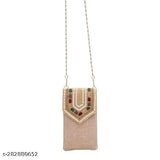 Fabric fancy partywear clutch, printed net design, mobile sling, saree hook, Indian handwork