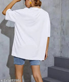 Oversize unisex cotton t-shirt, casual style for women. Solid color, short sleeves. Size: XS/S/M/L/XL/XXL. Made in India