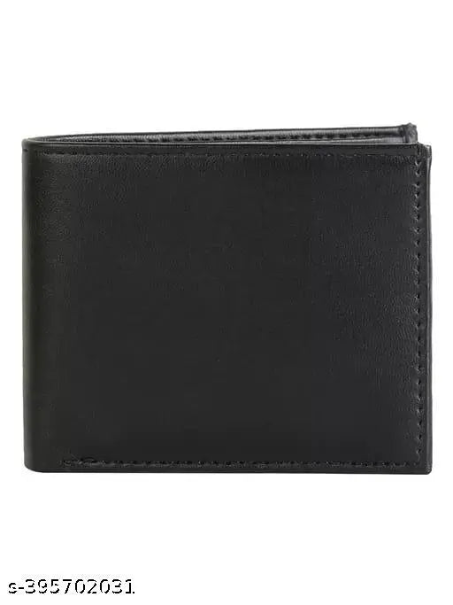 Brown leather bi-fold wallet, stylish men's accessory with two compartments, genuine faux leather, free size (11cm x 9cm), India origin