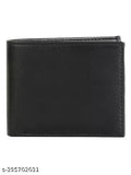 Brown leather bi-fold wallet, stylish men's accessory with two compartments, genuine faux leather, free size (11cm x 9cm), India origin