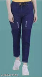 Decent rough denim jogger combo, printed net design, size 26/28/30 for women, made in India
