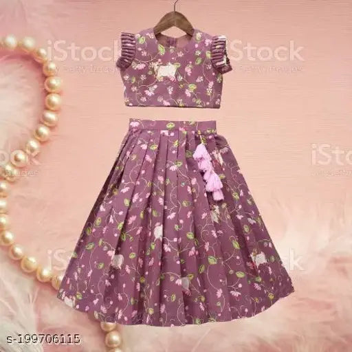 New kids cotton lehenga choli, printed floral lehenga with fancy blouse for Indian festivals and events