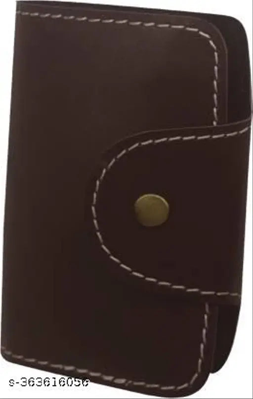 Leather net business card holder, 15-card capacity, Indian handcrafted accessory
