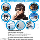 Black textured unisex woolen beanie and scarf set, fur-lined for warmth during winter activities