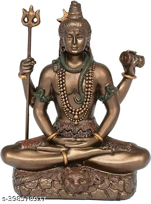 Multicolor poly resin Shiv statue, 4-inch Lord Devo Ka Dev Mahadev Murti in Yog Mudra, home decor showpiece for study table or office desk (India)