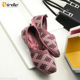 Stylish pink mesh Flyknit memory foam bellies for women/girls - Textured ballet flats with slip-on design and Indian origin