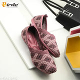 Stylish pink mesh Flyknit memory foam bellies for women/girls - Textured ballet flats with slip-on design and Indian origin